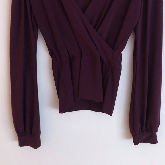 faux wrap burgundy blouse - Picture 2 of 2
